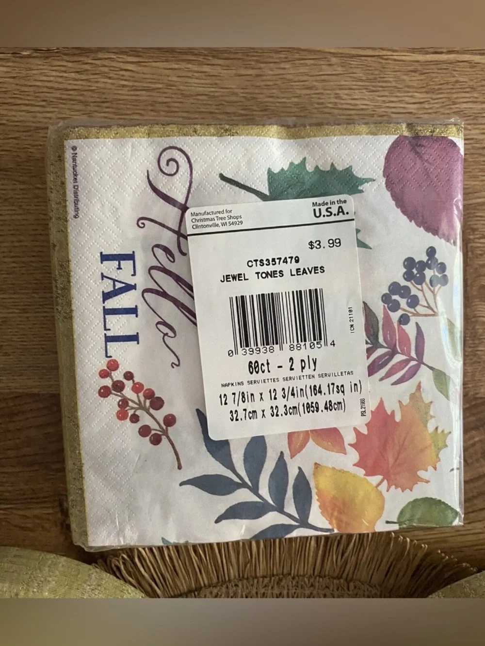 Thanksgiving Paper Plates & Napkins Hello Fall Autumn Leaves